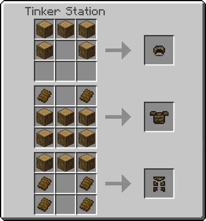 Wooden Armor Recipes