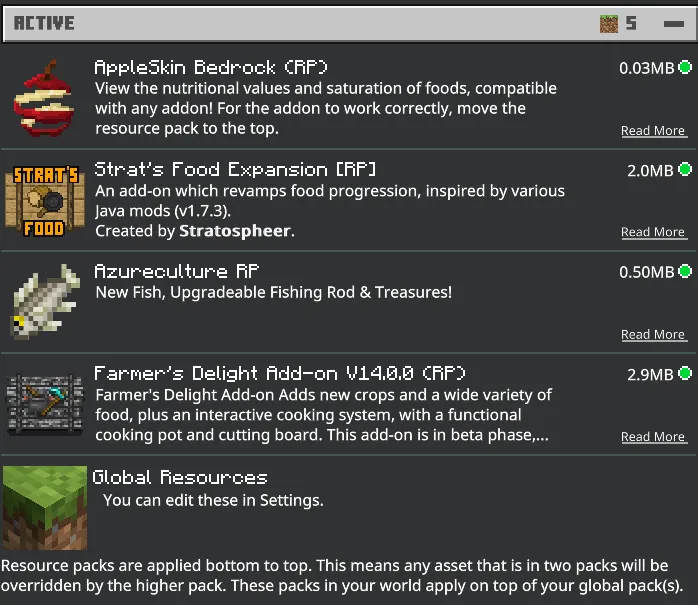 AppleSkin Bedrock Resource Pack on top
