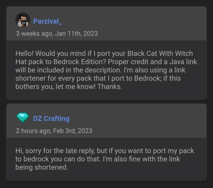 DZ Crafting's Permission for Parzival_