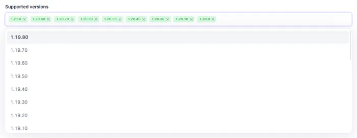 Selecting addon supported versions
