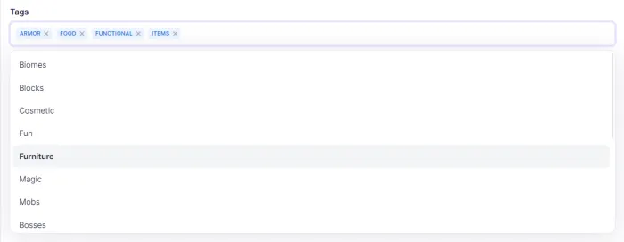 Selecting addon tags