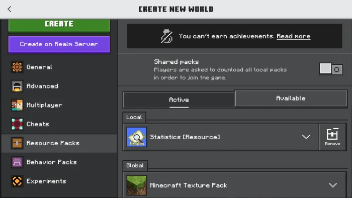Installed Resource Pack
