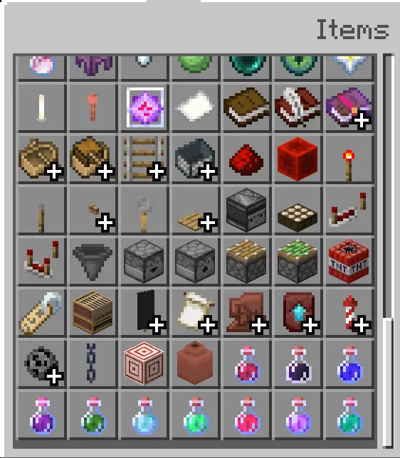 Potions in the creative inventory