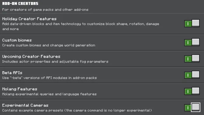 Required Experiments for Shop UI Addon
