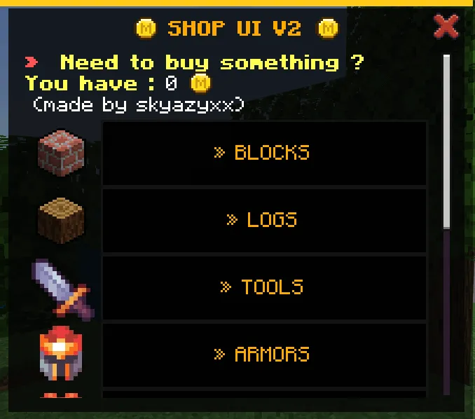 Shop UI: Screenshot 1