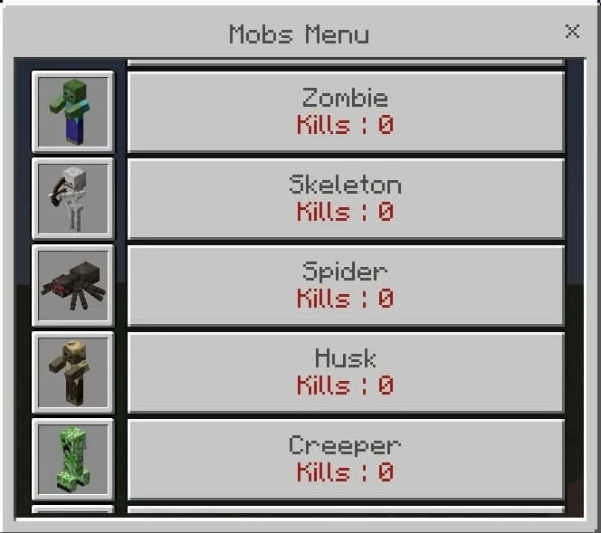Mobs Menu