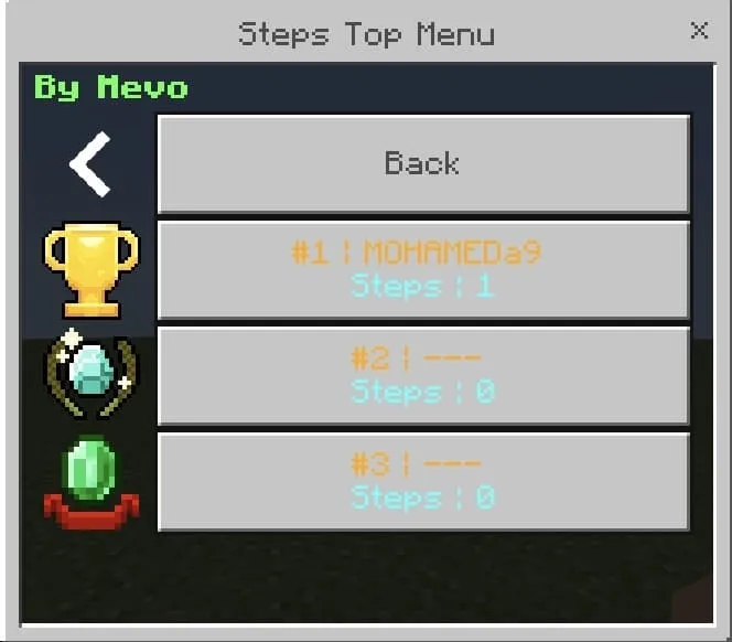 Steps Top Menu