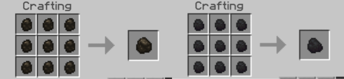 Charcoal Piece & Coal Piece Uncraft Recipes