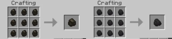 Charcoal Piece & Coal Piece Uncraft Recipes