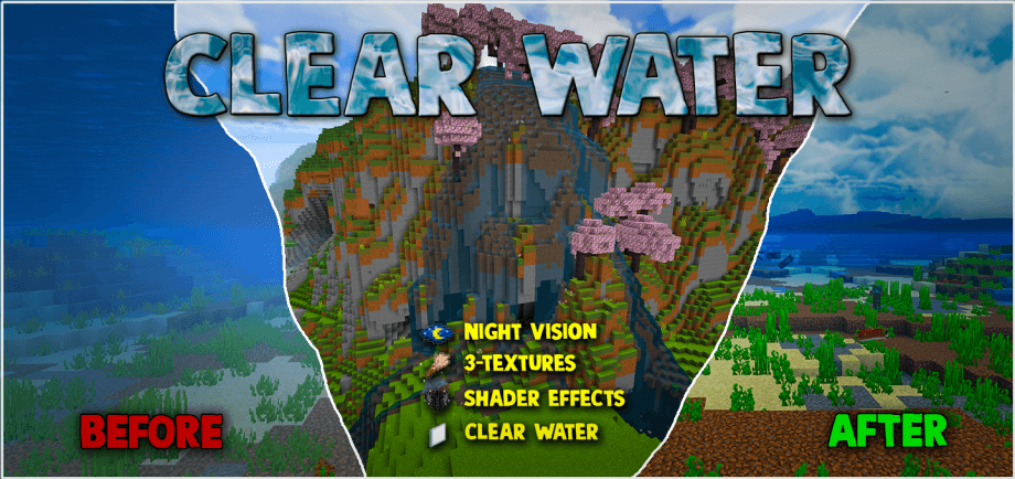 Thumbnail: Clear Water Texture Pack v2 | Night Vision | 3 Textures