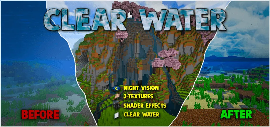 Thumbnail: Clear Water Texture Pack v3 | Night Vision | 3 Textures