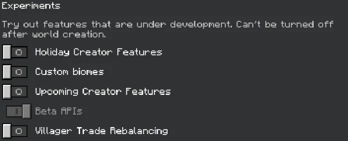 Required Experiments for Enchantment Descriptions Addon