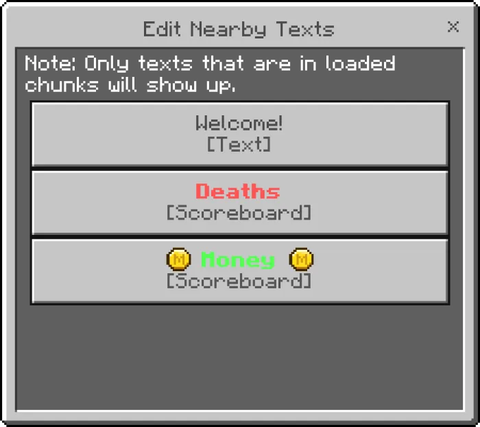 Edit Nearby Texts Menu