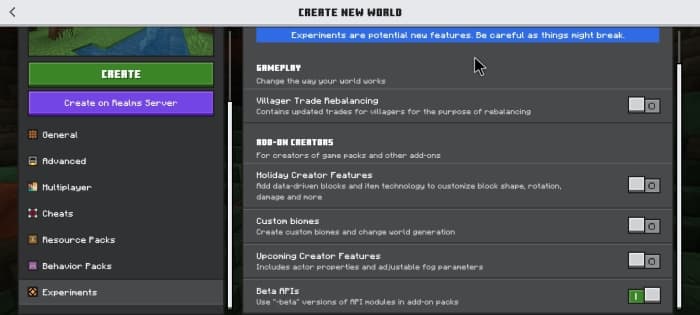 Required Experiments for Portable Beacon Addon