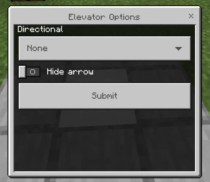 Elevator Options Menu
