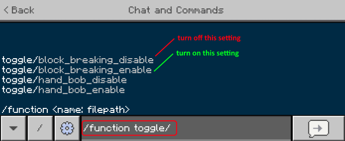 Command: /function toggle