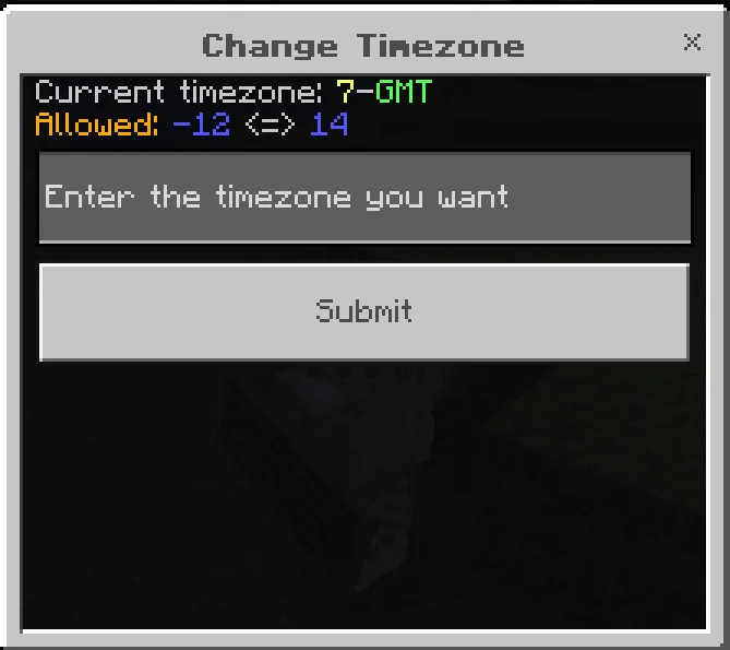 Change Timezone Menu