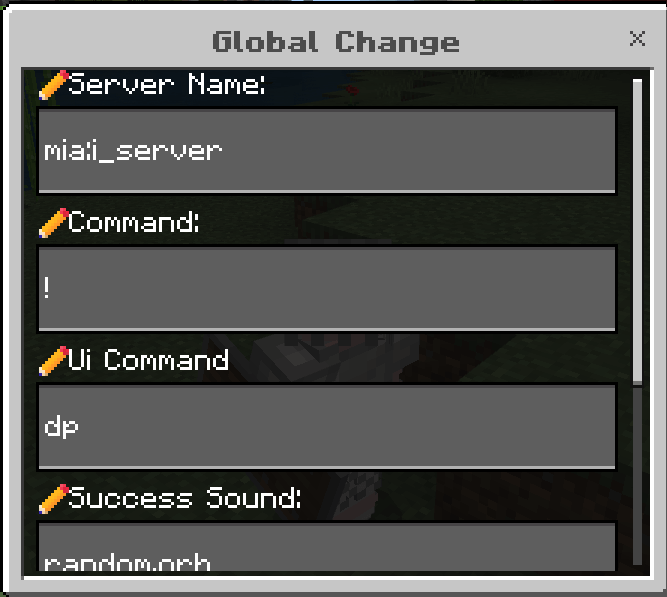 Global Change Menu