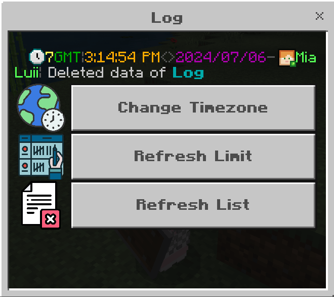 Log Menu