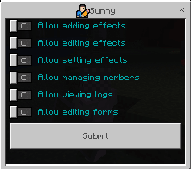 Player Permissions Menu