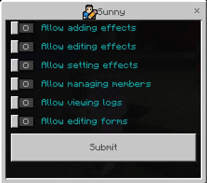 Player Permissions Menu