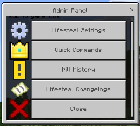 Admin Panel: Screenshot