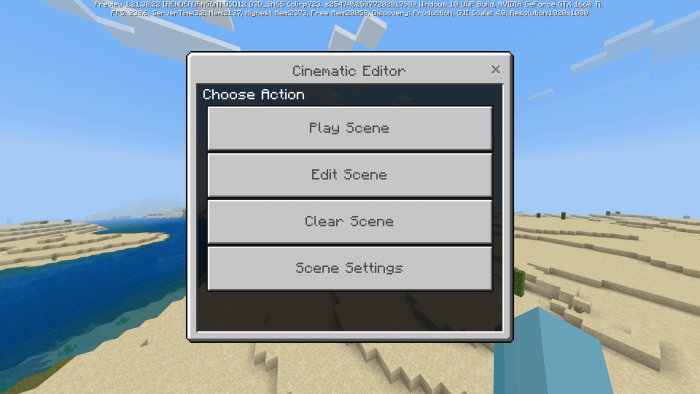 Cinematic Editor Menu: Screenshot