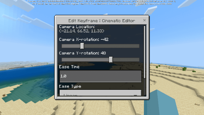 Edit Keyframe Menu: Screenshot