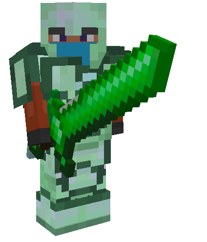 Equipped Aetherite Armor & Weapon: Emerald Great Sword