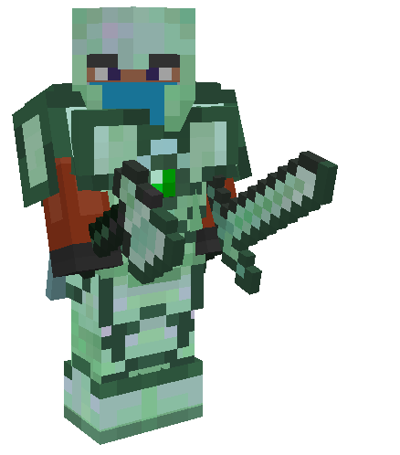 Equipped Aetherite Armor, Tools & Weapons: (Axe and Sword)