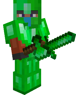 Equipped Emerald Armor, Tools & Weapons (Axe and Sword)