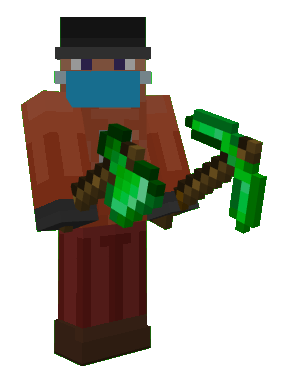 Equipped Tools: Emerald Axe & Pickaxe