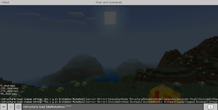 Command: /structure load IdleAnimations ~~~