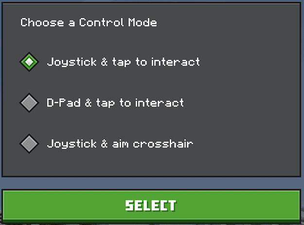 Joystick & tap to interact Control Mode