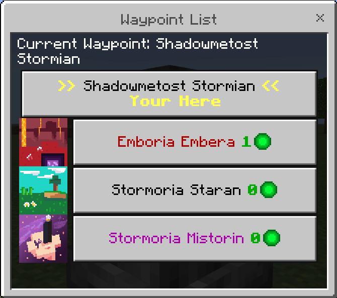 Waypoint List UI: Screenshot