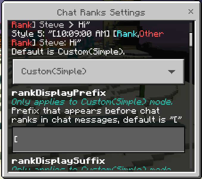 Chat Ranks Settings GUI: Screenshot 2