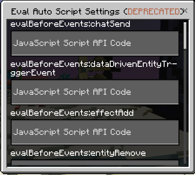 Eval Auto Execute Settings GUI: Screenshot 1