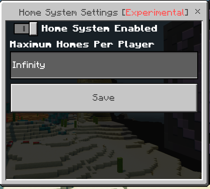 Home System Settings GUI: Screenshot