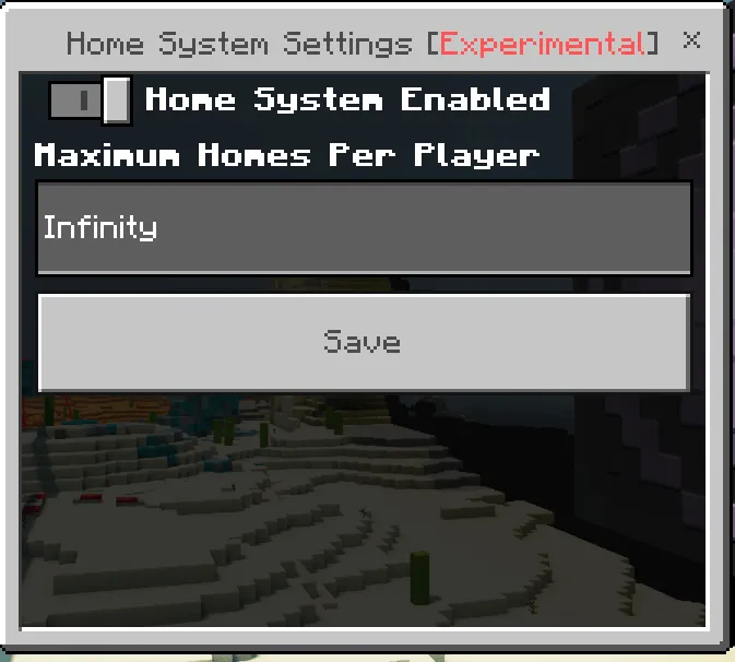 Home System Settings GUI: Screenshot