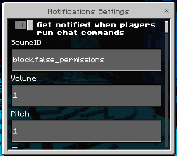 Notifications Settings GUI: Screenshot 1