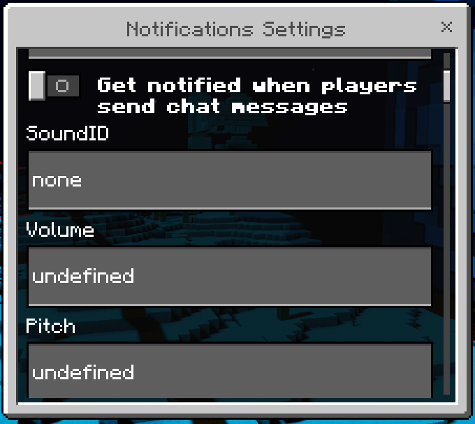 Notifications Settings GUI: Screenshot 2