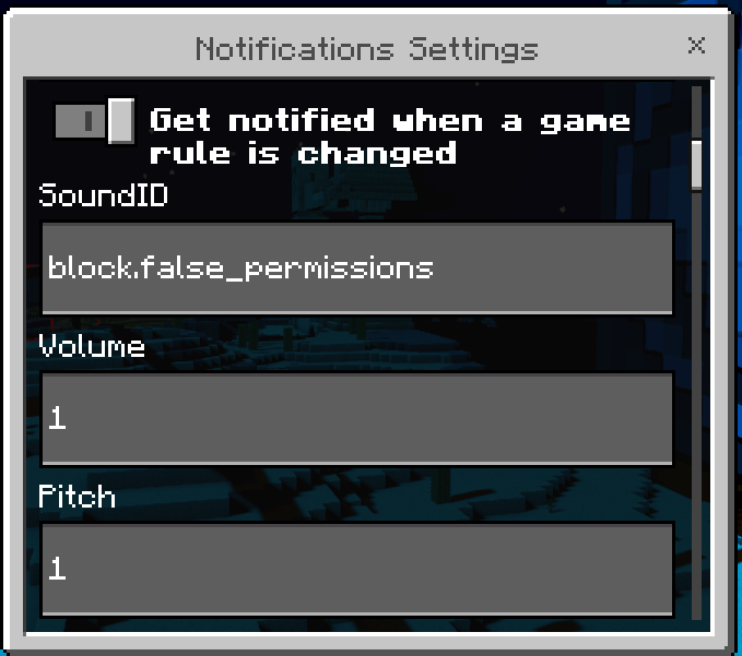 Notifications Settings GUI: Screenshot 3