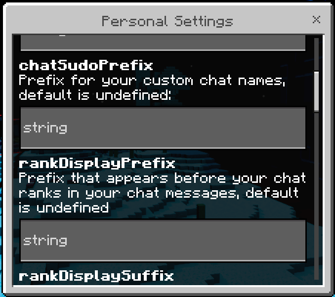 Personal Settings GUI: Screenshot 2