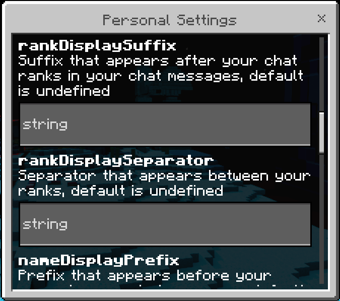 Personal Settings GUI: Screenshot 3