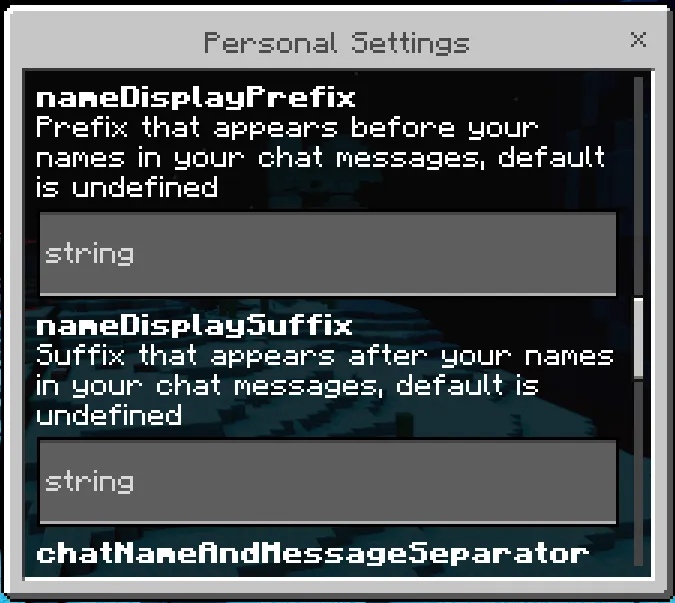 Personal Settings GUI: Screenshot 4