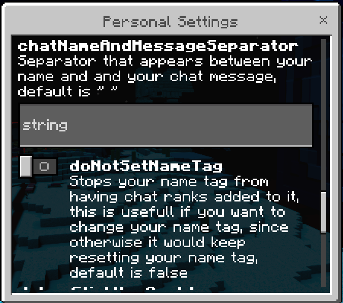 Personal Settings GUI: Screenshot 5