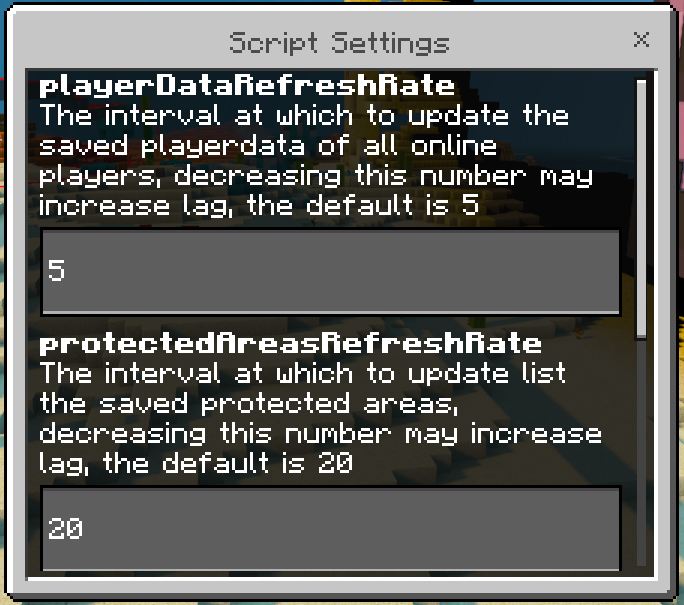 Script Settings GUI: Screenshot 1