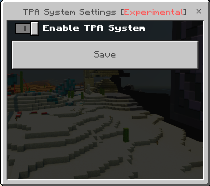 TPA System Settings GUI: Screenshot