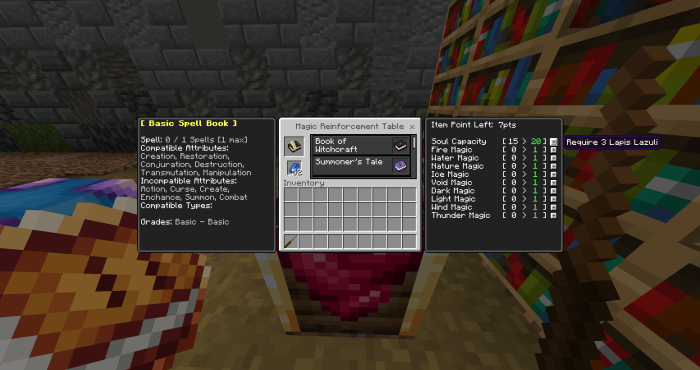 Magic Reinforcement Table UI: Screenshot 2