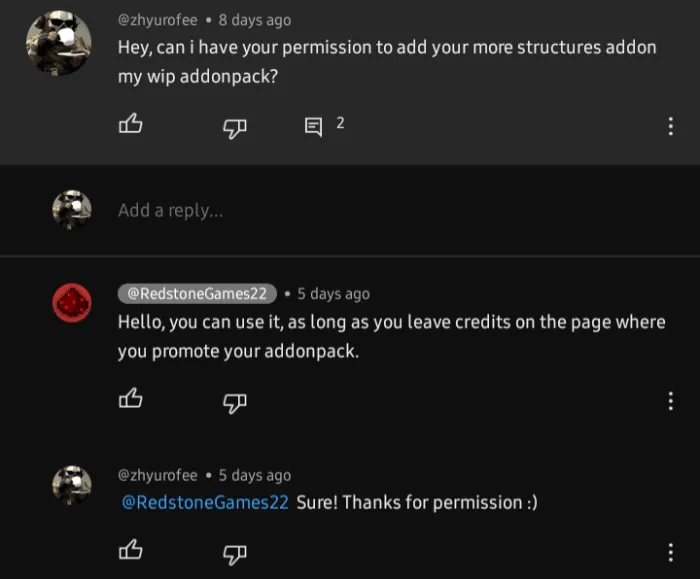 Permission from Redstonegames